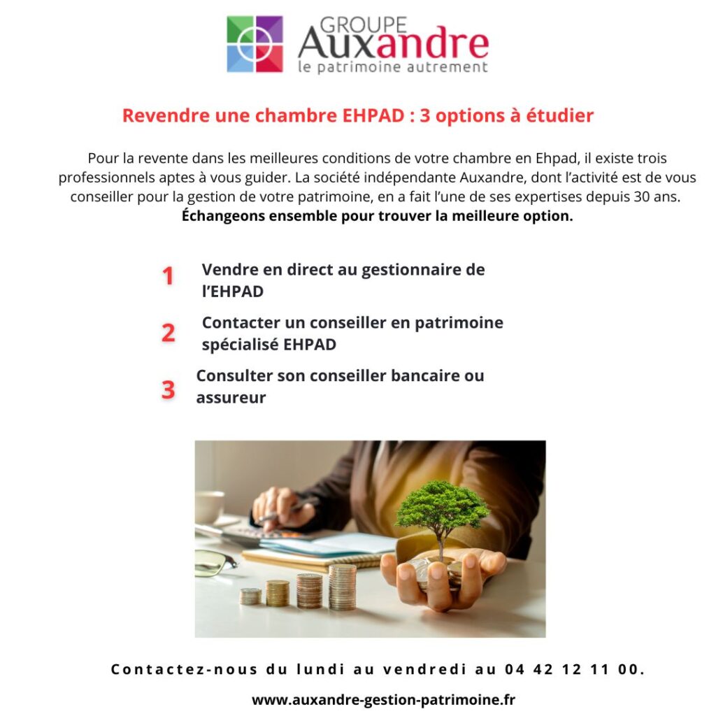 les trois professionnels pour revendre sa chambre ehpad en France